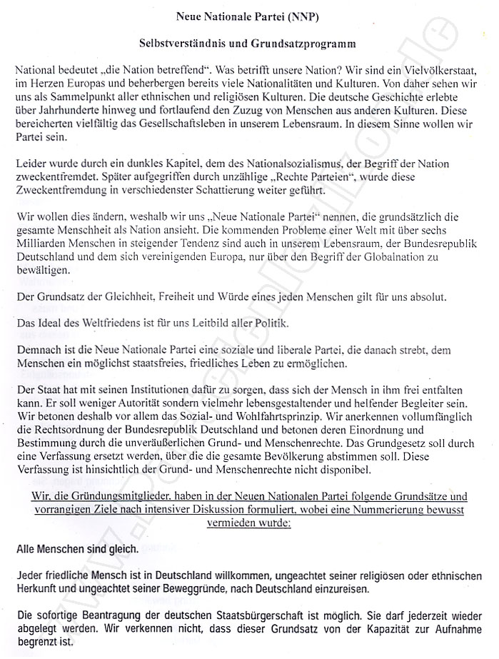 NNP Parteiprogramm Seite 1