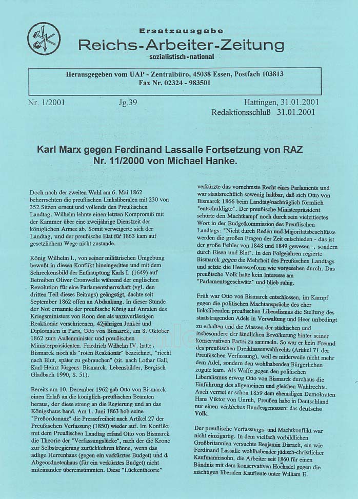 Reichs-Arbeiter-Zeitung 1/2001