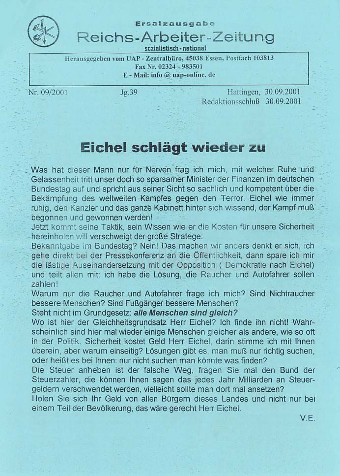 Reichs-Arbeiter-Zeitung 9/2001